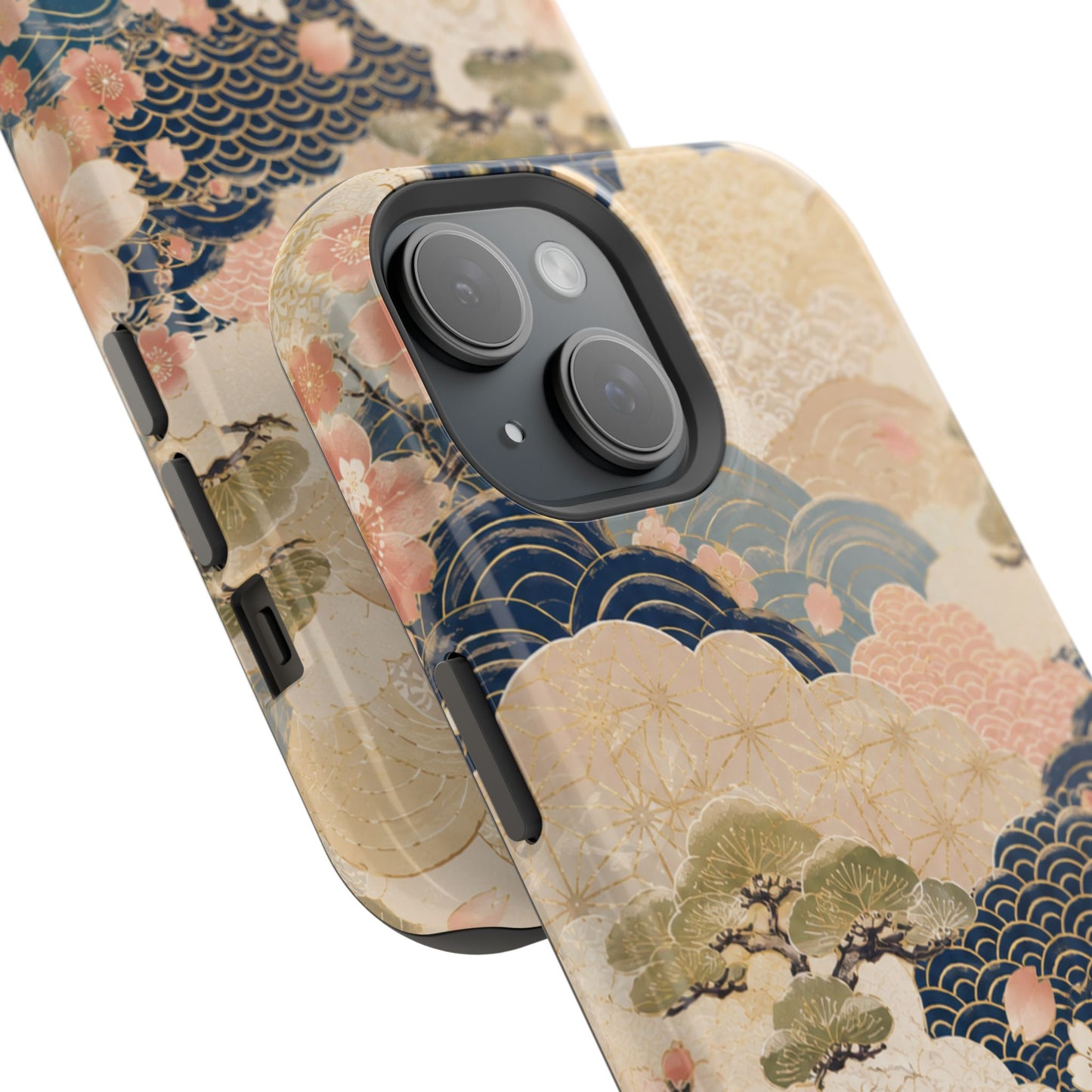 Vintage Japanese Floral Wave Magnetic Impact-Resistant iPhone Cases