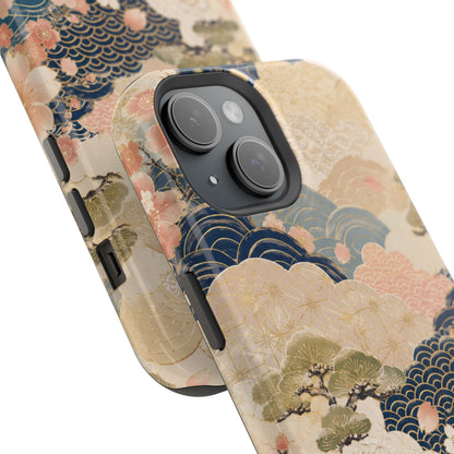 Vintage Japanese Floral Wave Magnetic Impact-Resistant iPhone Cases