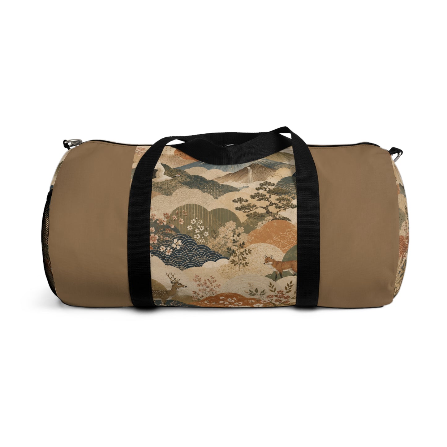 Vintage Japanese Earth Brown Animal Landscape Duffel Gym Bag