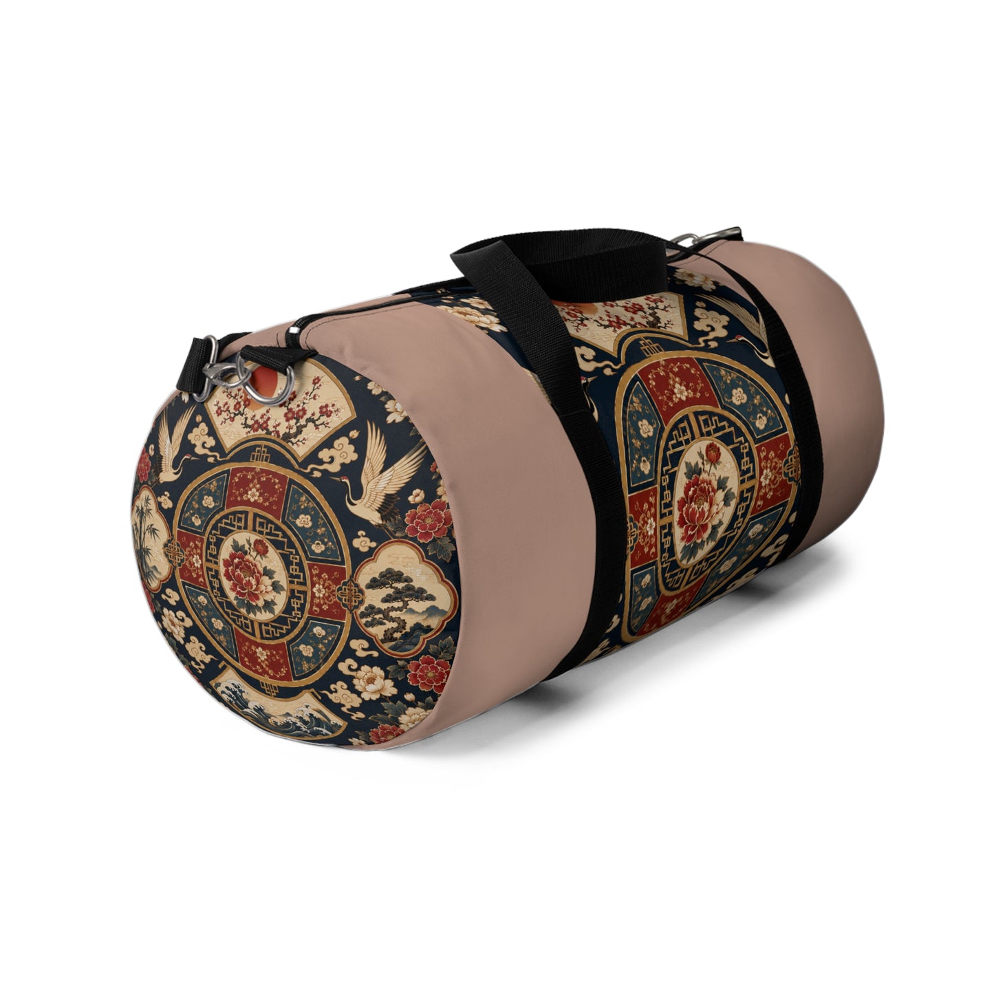 East Asian Oriental Medallion Baby Pink Duffel Gym Bag