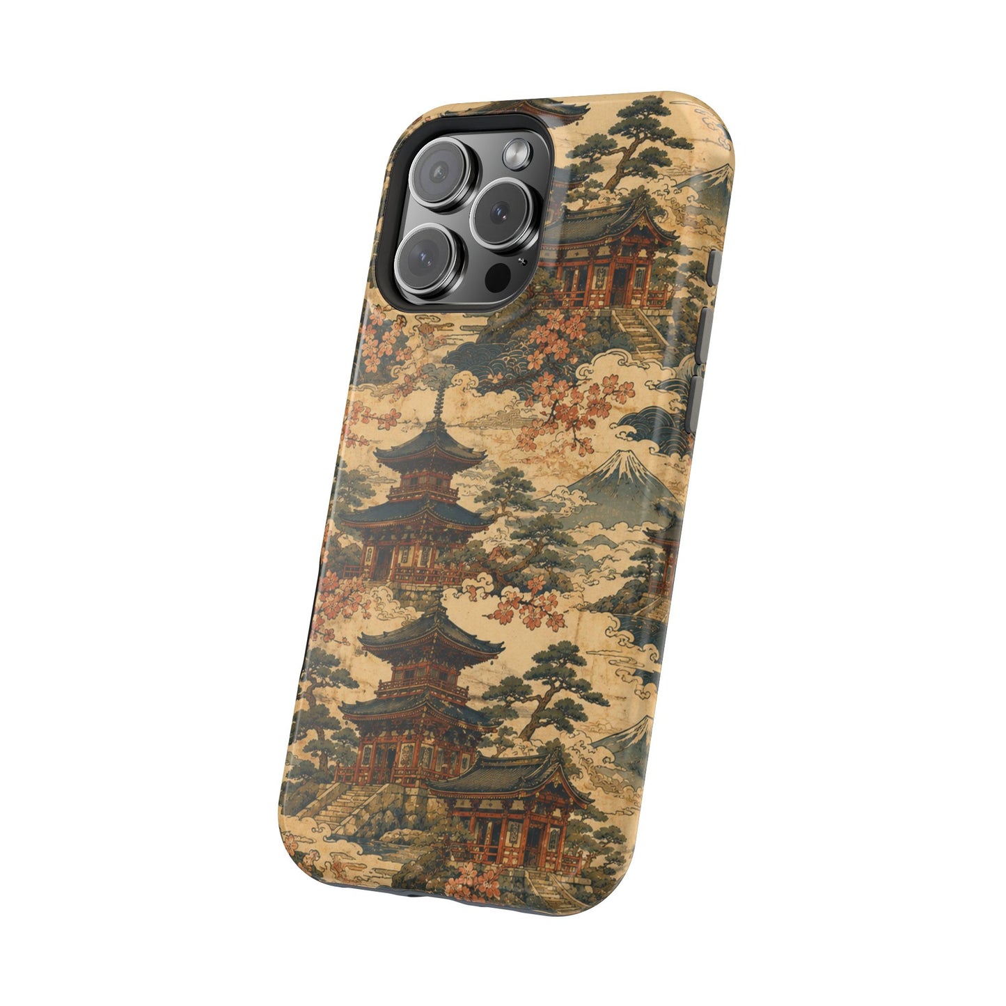 Vintage Japanese Temple Painting Magnetic Impact-Resistant iPhone Cases