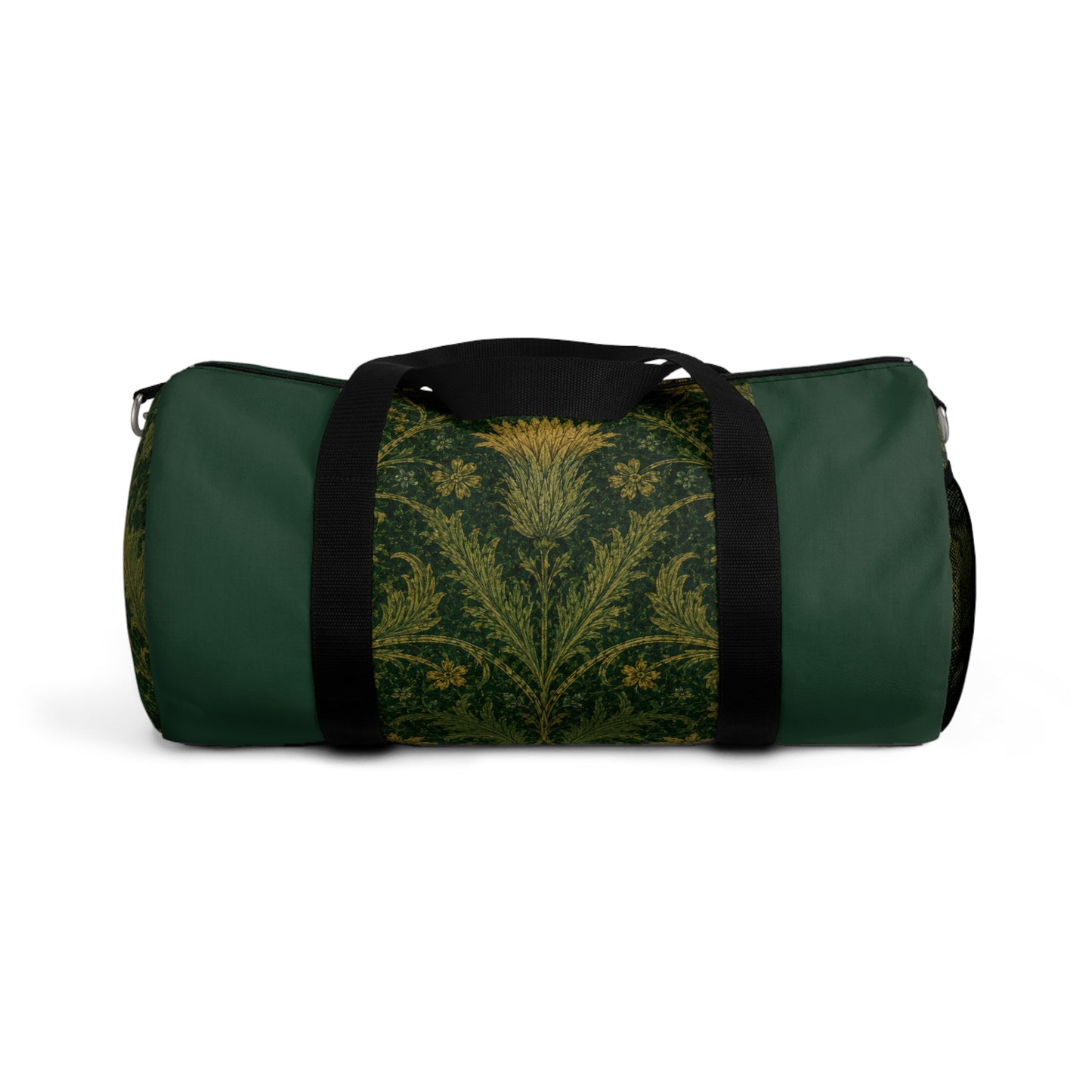 William Morris Forest Green Damask Floral Gym Duffel Bag