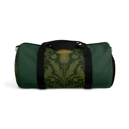 William Morris Forest Green Damask Floral Gym Duffel Bag