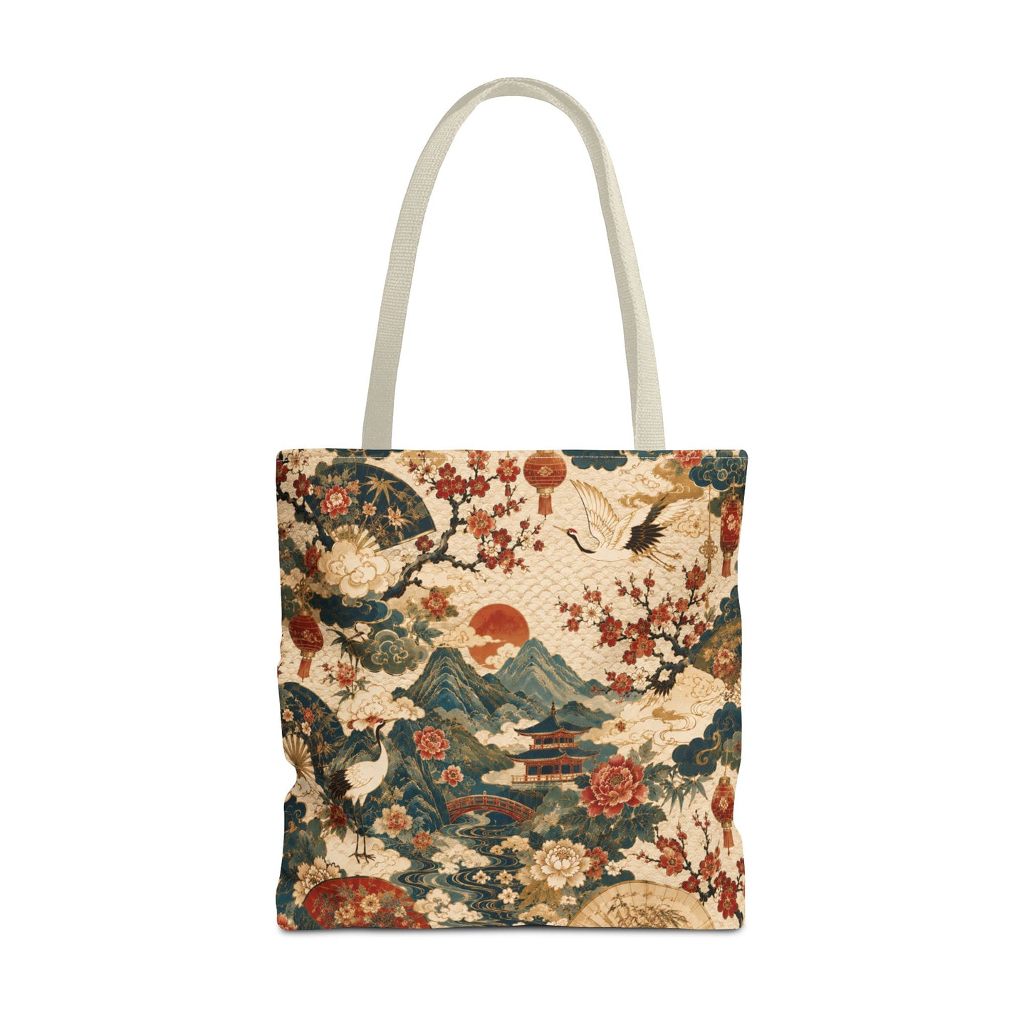 East Asian Vintage Landscape Full Art Tote Bag