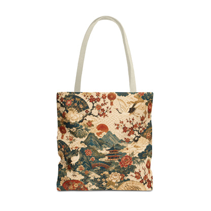 East Asian Vintage Landscape Full Art Tote Bag