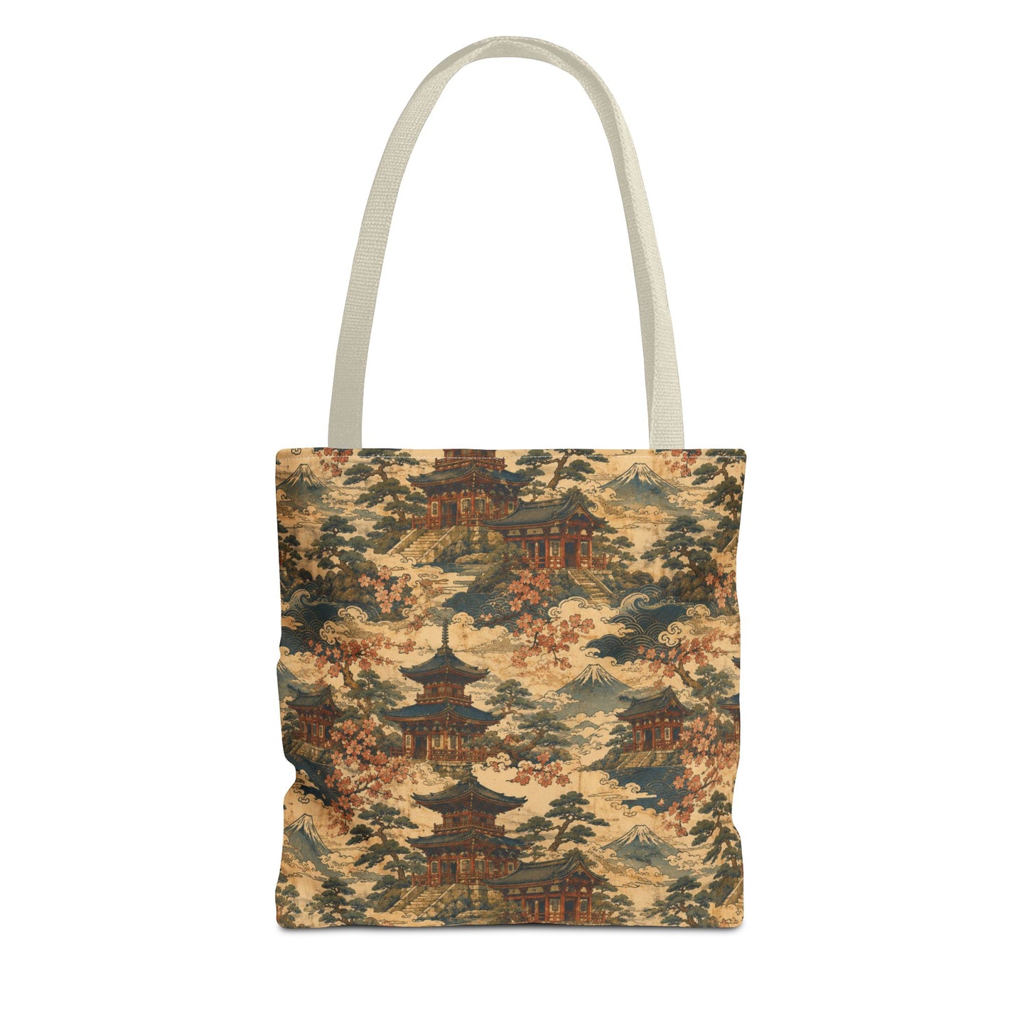 Vintage Japanese Temple Painting Full Art Tote Bag