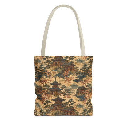 Vintage Japanese Temple Painting Full Art Tote Bag