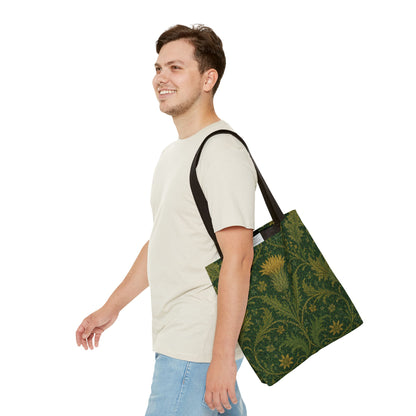 William Morris Forest Green Damask Floral Full Tote Bag
