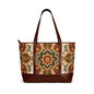 Indian Vintage Floral Mandala Leather Trim Shoulder Tote Bag