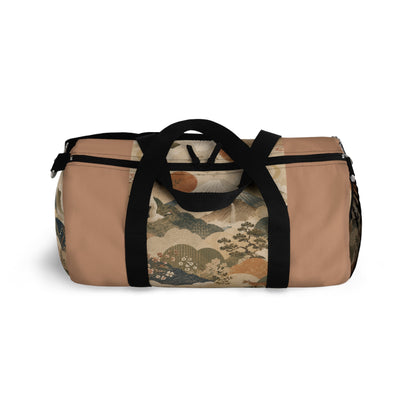 Vintage Japanese Sandy Orange Animal Landscape Duffel Gym Bag