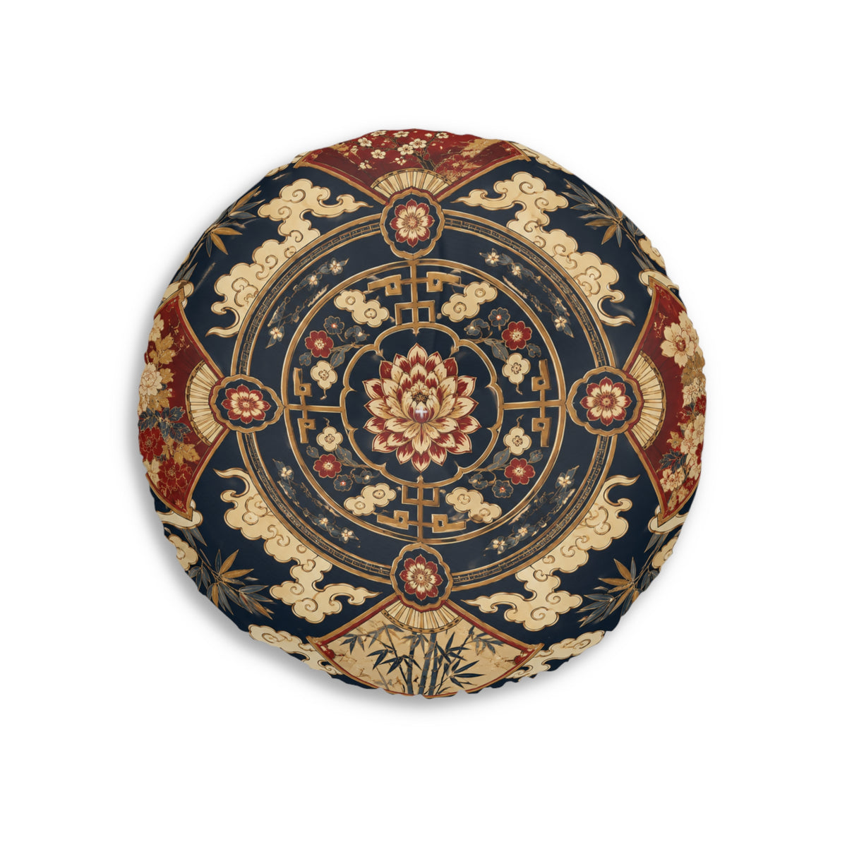 East Asian Mandala Round Tufted Floor Pillow