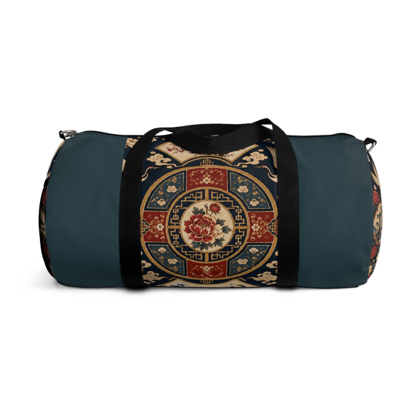 East Asian Oriental Medallion Myrtle Green Duffel Gym Bag