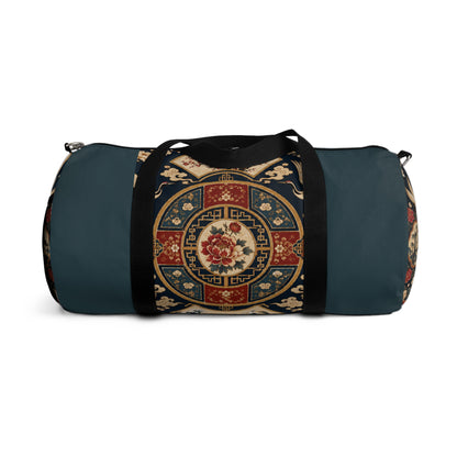 East Asian Oriental Medallion Myrtle Green Duffel Gym Bag