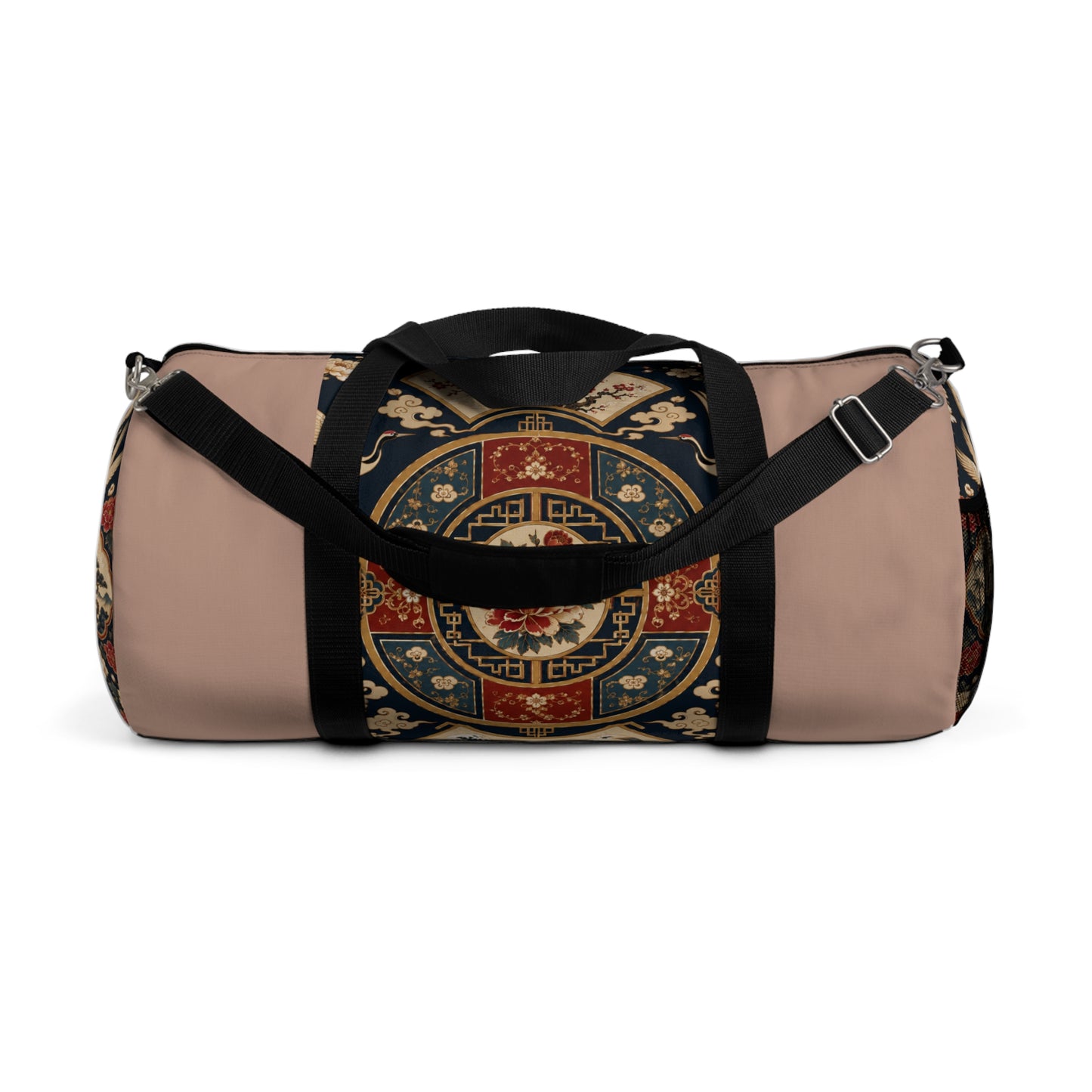 East Asian Oriental Medallion Baby Pink Duffel Gym Bag