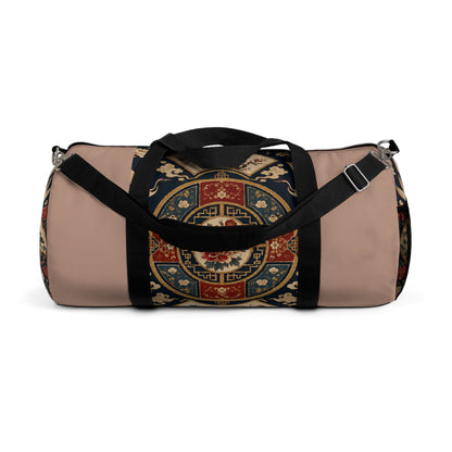 East Asian Oriental Medallion Baby Pink Duffel Gym Bag