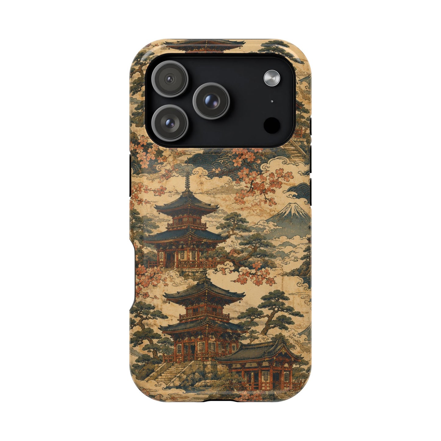 Vintage Japanese Temple Painting Magnetic Impact-Resistant iPhone Cases