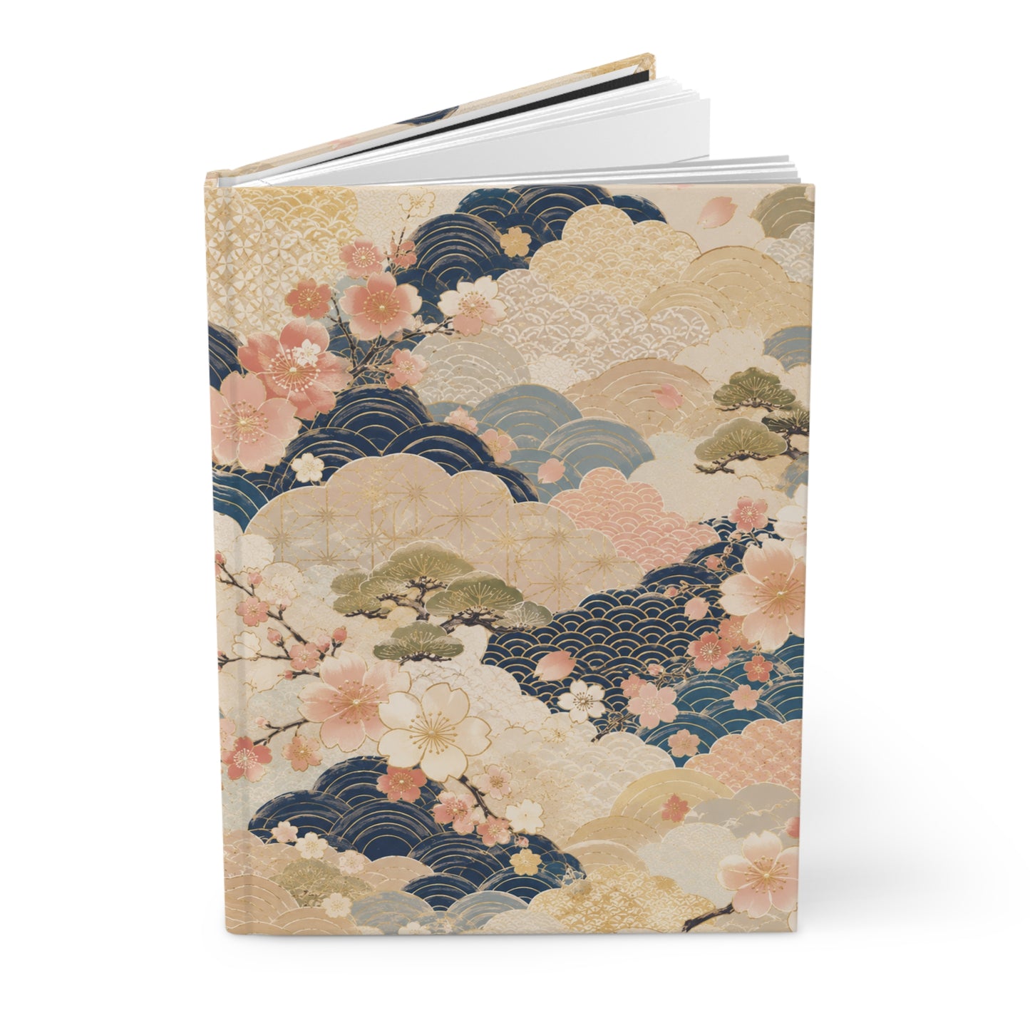 Vintage Japanese Wave & Clouds Painting Hardcover Journal