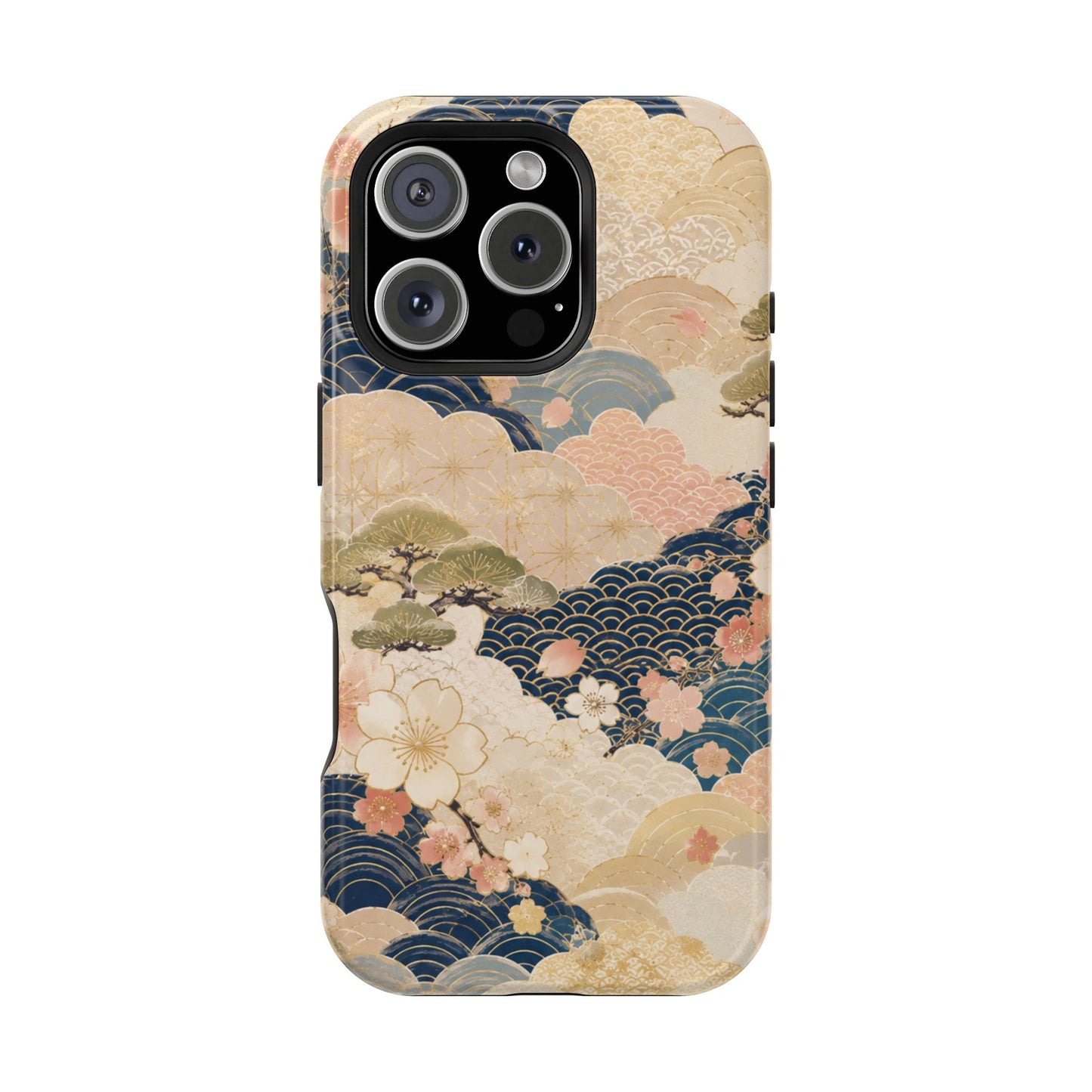 Vintage Japanese Floral Wave Magnetic Impact-Resistant iPhone Cases