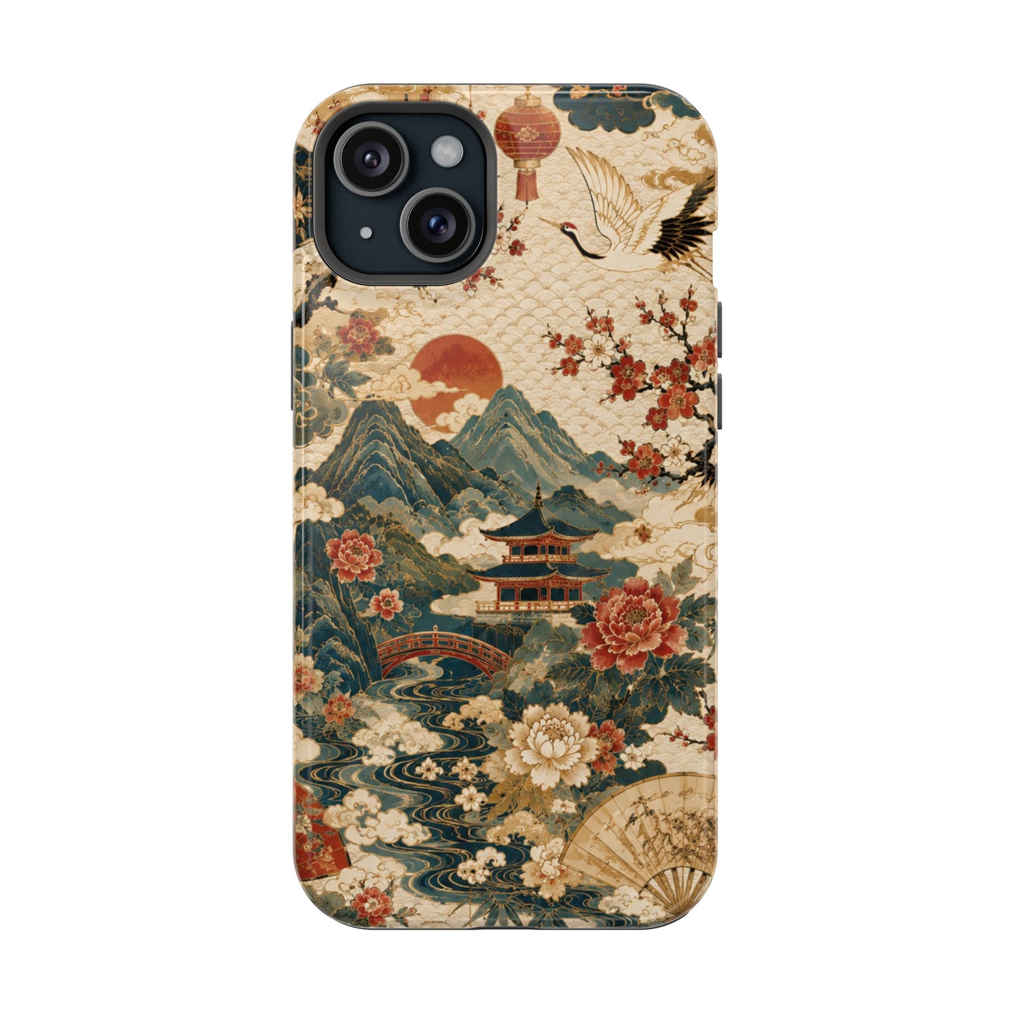 East Asian Vintage Landscape iPhone Case | Magnetic Impact-Resistant Case