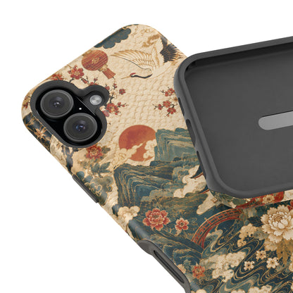 East Asian Vintage Landscape iPhone Case | Magnetic Impact-Resistant Case