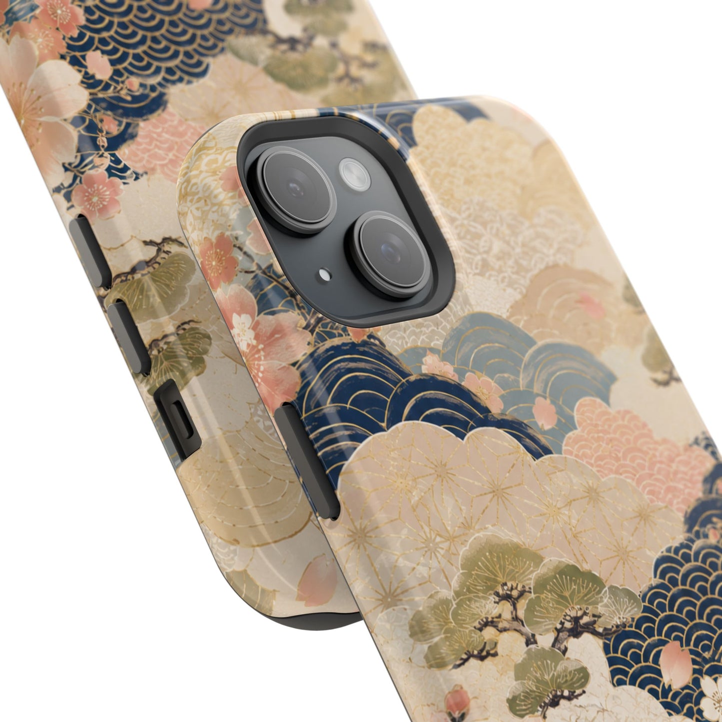 Vintage Japanese Floral Wave Magnetic Impact-Resistant iPhone Cases