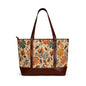African Botanical Palm Leather Trim Shoulder Tote Bag