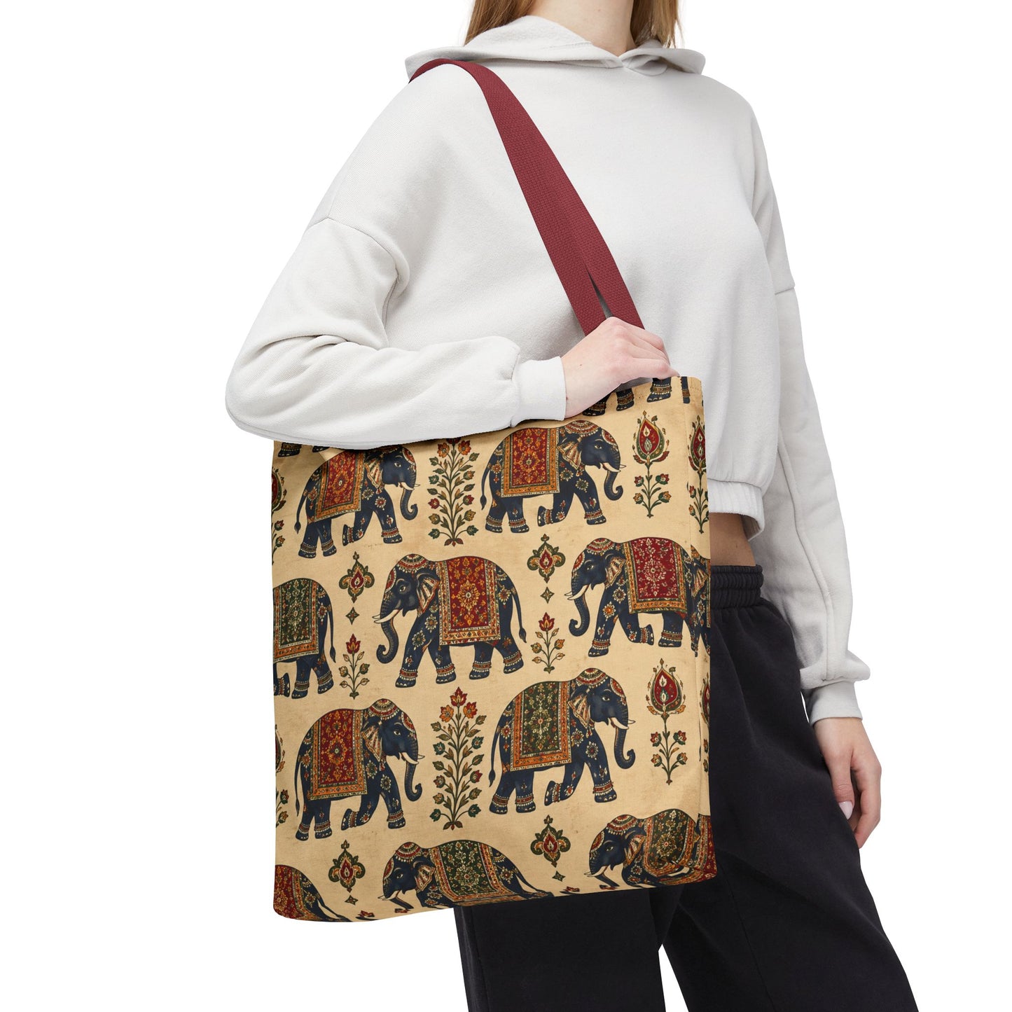 Indian Vintage Traditional Elephant Tapestry Full Art Tote Bag