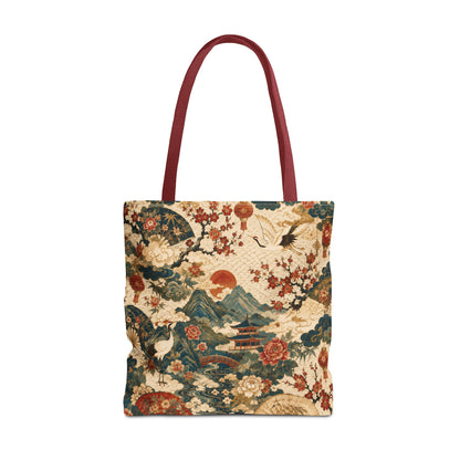 East Asian Vintage Landscape Full Art Tote Bag