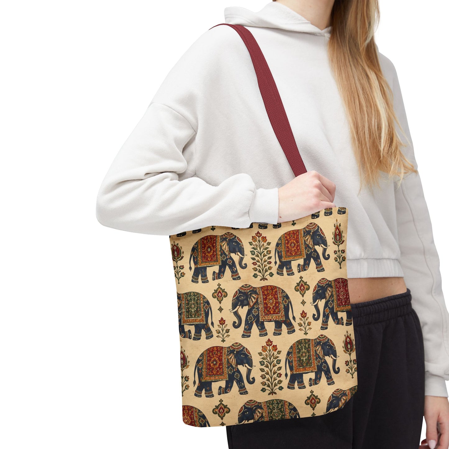 Indian Vintage Traditional Elephant Tapestry Full Art Tote Bag