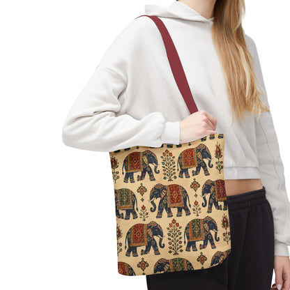 Indian Vintage Traditional Elephant Tapestry Full Art Tote Bag