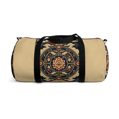 East Asian Mandala Beige Duffel Gym Bag