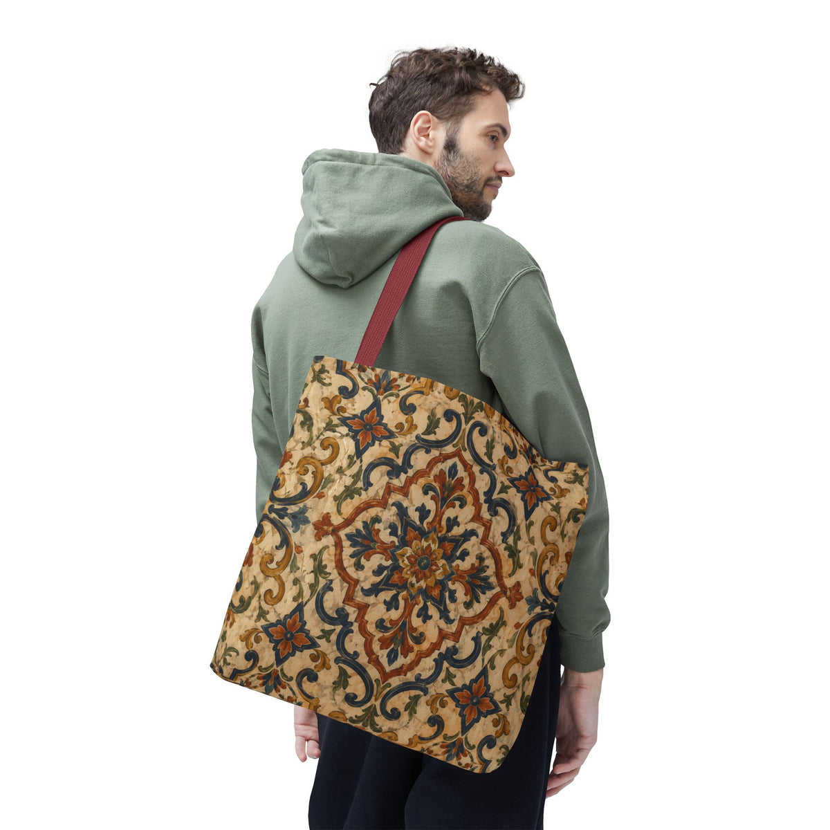 Full Art Moroccan Ornate Traditional Canvas Tote Bag