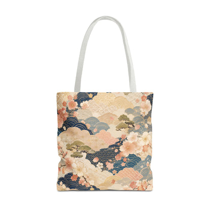 Vintage Japanese Waves & Clouds Painting Full Art Tote Bag
