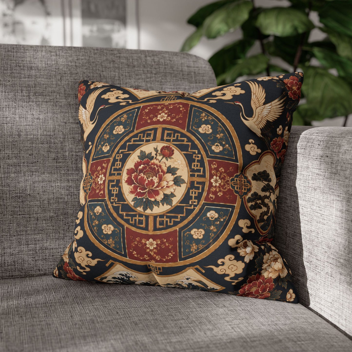 East Asian Oriental Medallion Pillowcase