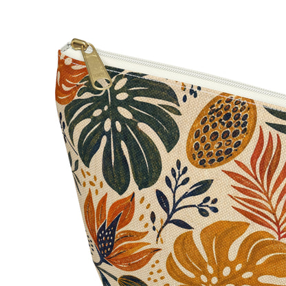 African Tribal Botanical Palm Accessory Pouch Makeup Bag