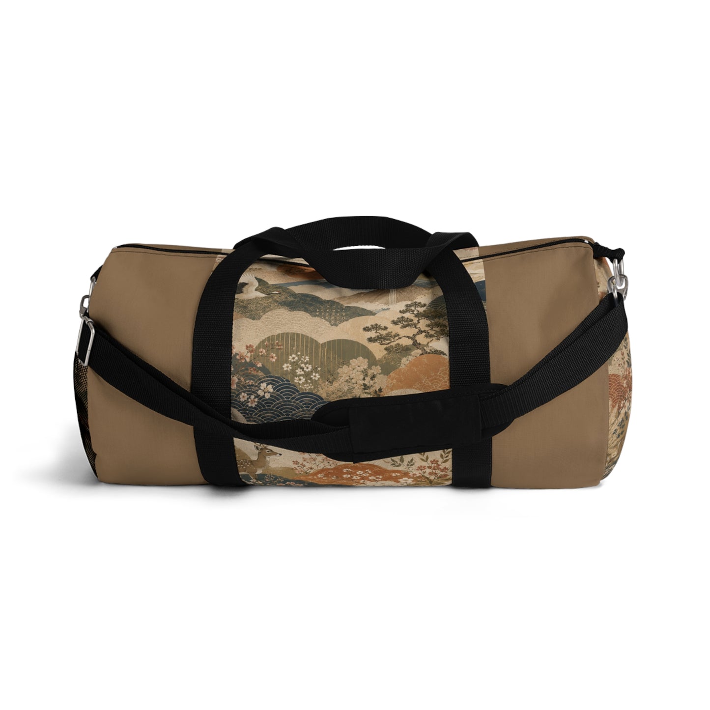 Vintage Japanese Earth Brown Animal Landscape Duffel Gym Bag