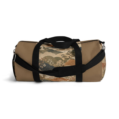 Vintage Japanese Earth Brown Animal Landscape Duffel Gym Bag