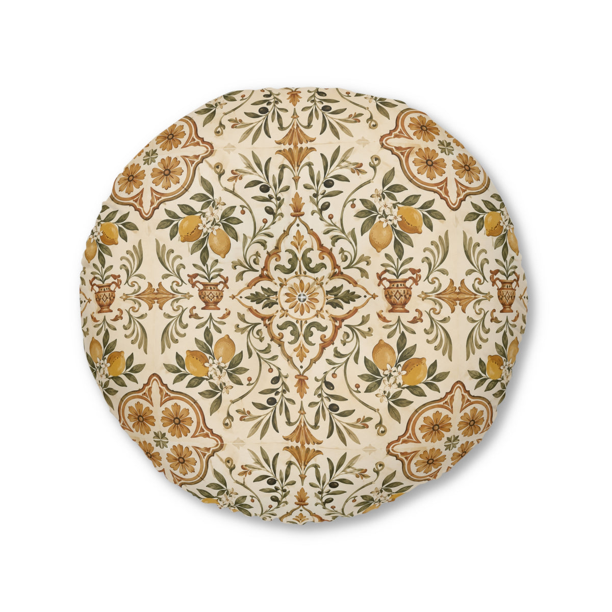 Mediterranean Moroccan Round Tufted Floor Pillow
