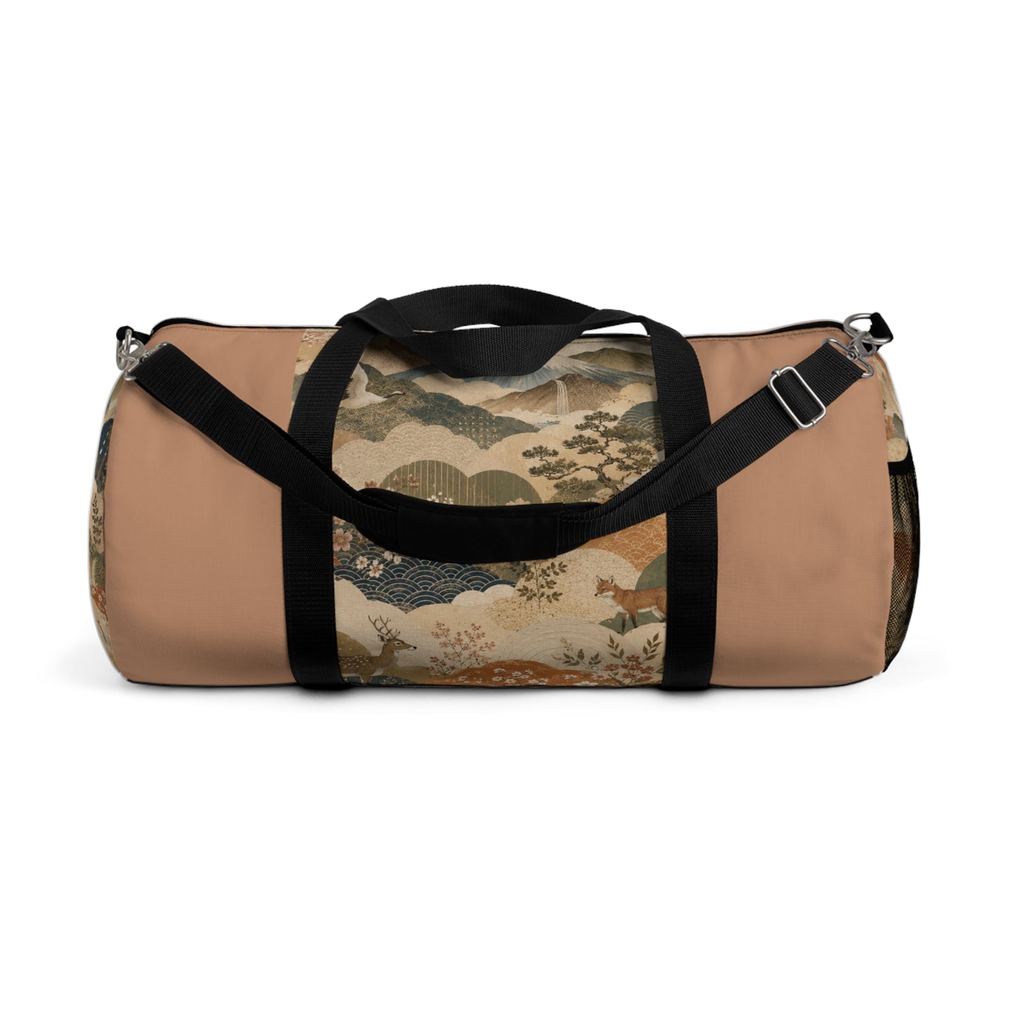 Vintage Japanese Sandy Orange Animal Landscape Duffel Gym Bag