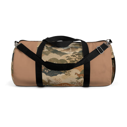 Vintage Japanese Sandy Orange Animal Landscape Duffel Gym Bag