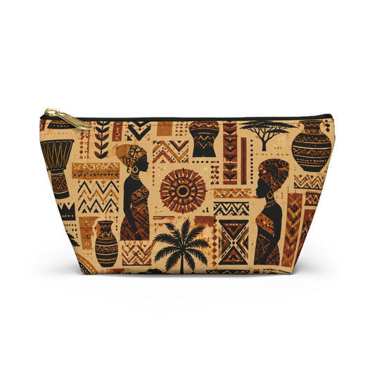 African Tribal Ethnic Silhouette Pattern Accessory Pouch Makeup Bag