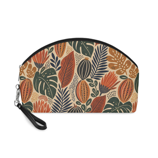 African Tribal Botanical Cacti Leaf Cosmetic Makeup Pouch