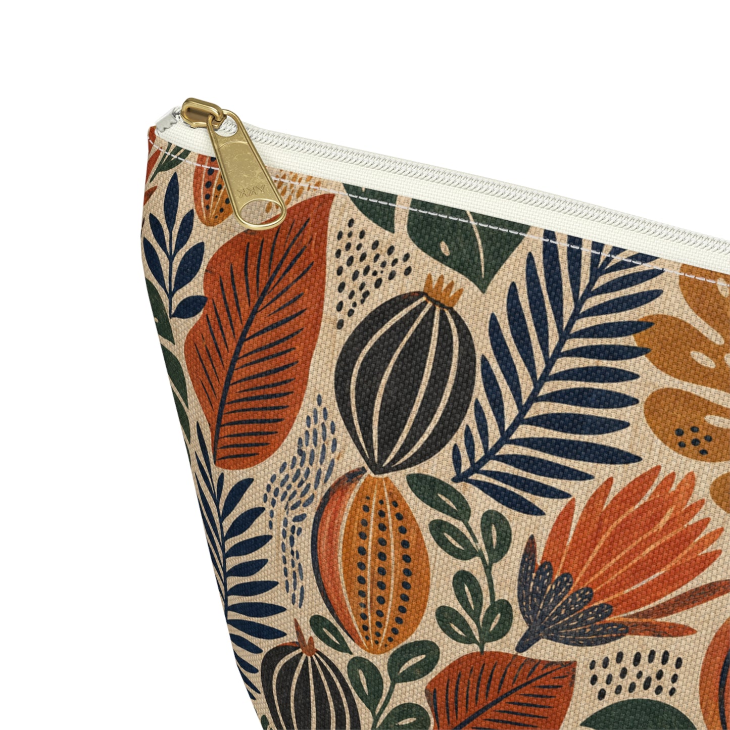 African Tribal Botanical Cacti Leaf Accessory Pouch Makeup Bag