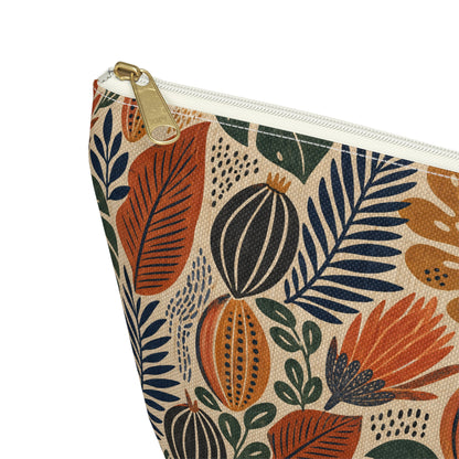 African Tribal Botanical Cacti Leaf Accessory Pouch Makeup Bag