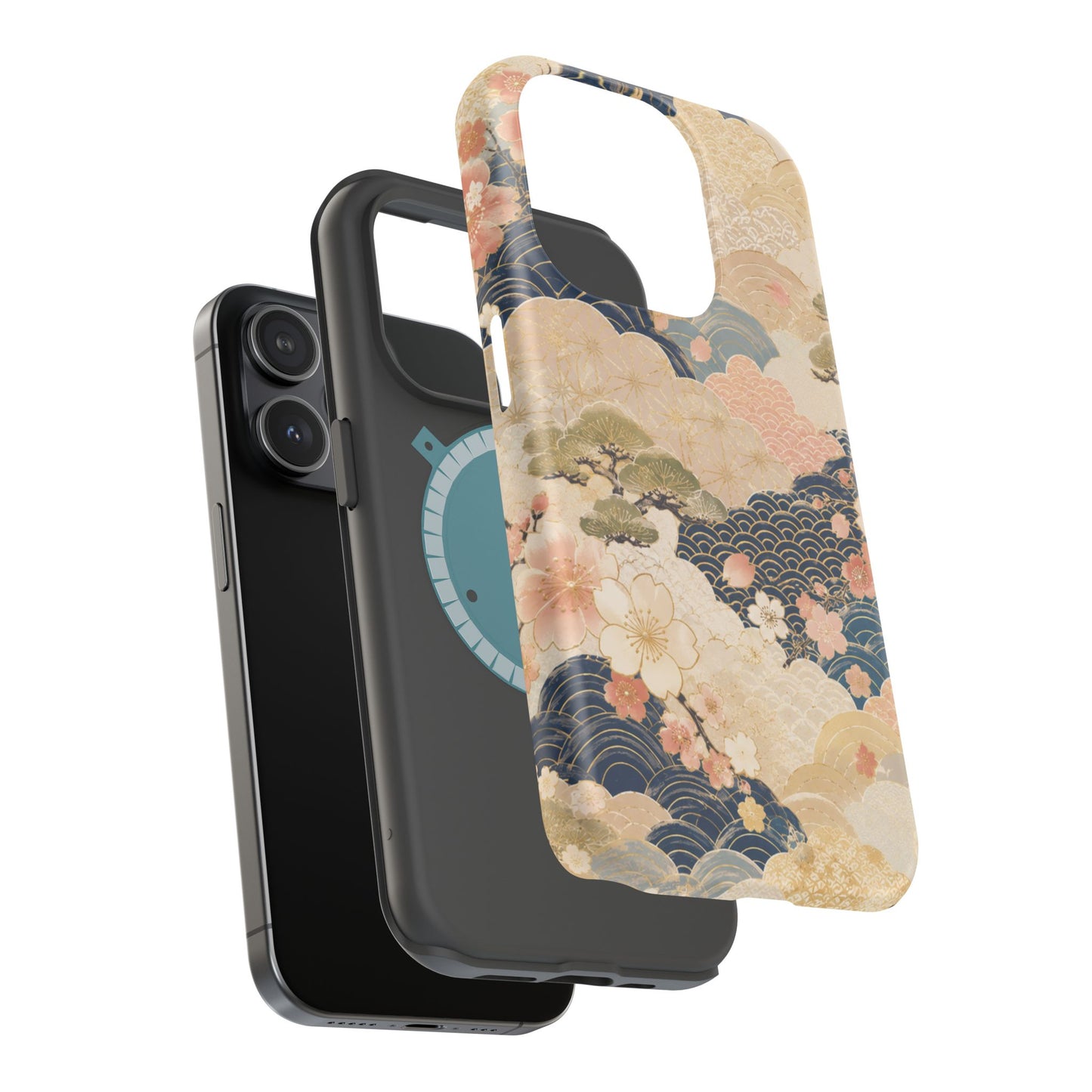 Vintage Japanese Floral Wave Magnetic Impact-Resistant iPhone Cases