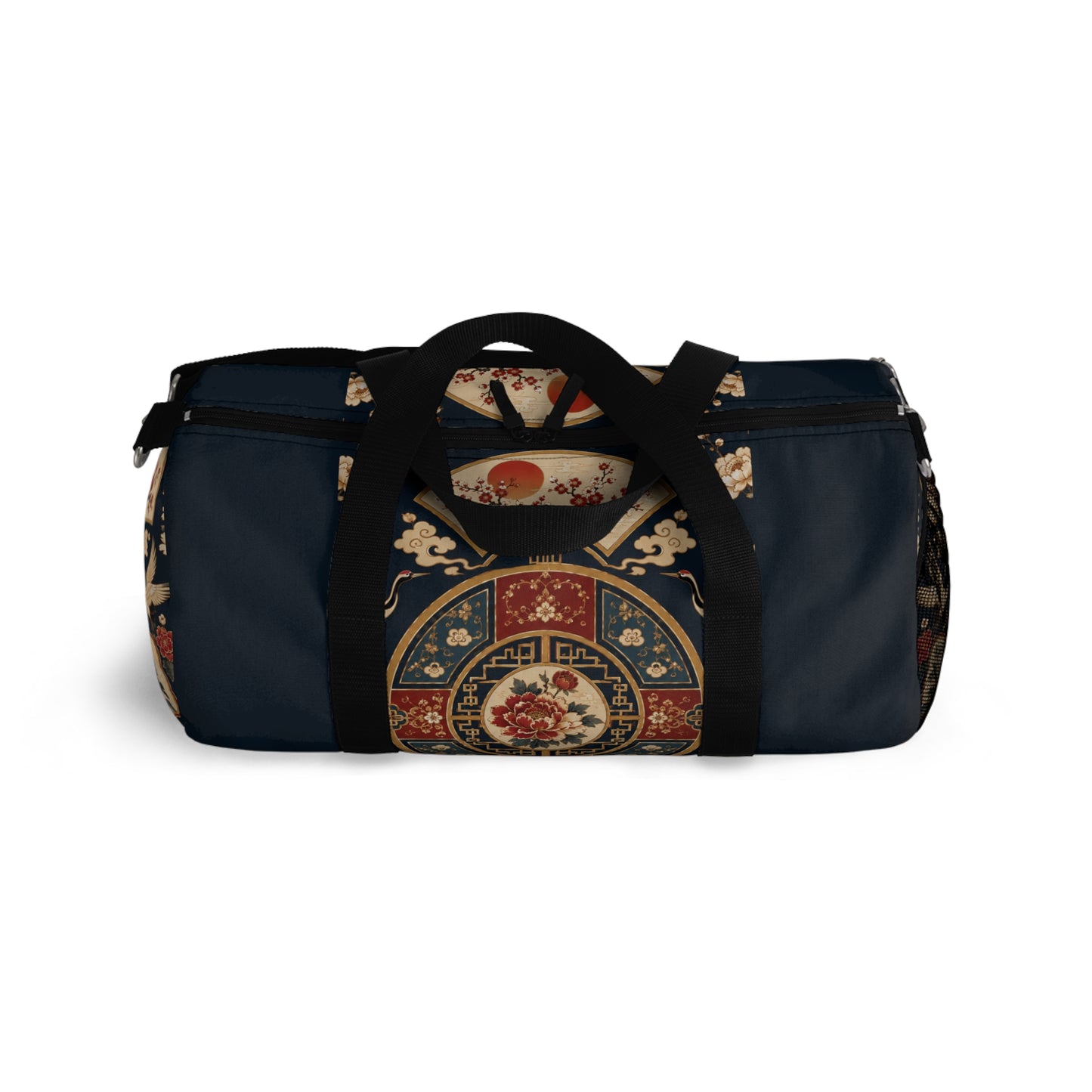 East Asian Oriental Medallion Navy Blue Duffel Gym Bag