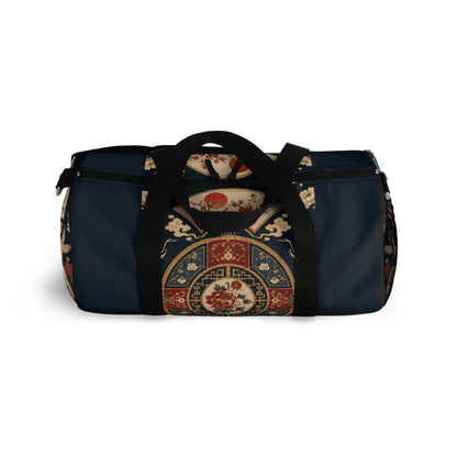 East Asian Oriental Medallion Navy Blue Duffel Gym Bag