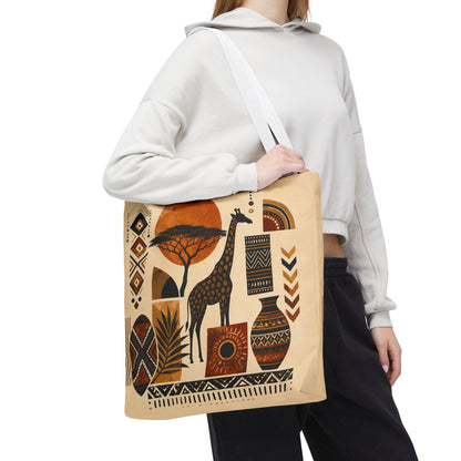 African Safari Giraffe Full Art Tote Bag