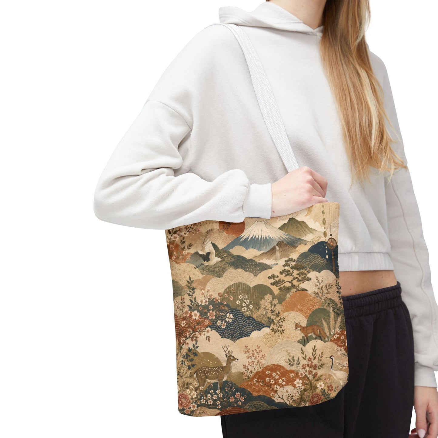 Vintage Japanese Animal Landscape Painting Full Art Tote Bag