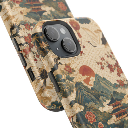 East Asian Vintage Landscape iPhone Case | Magnetic Impact-Resistant Case